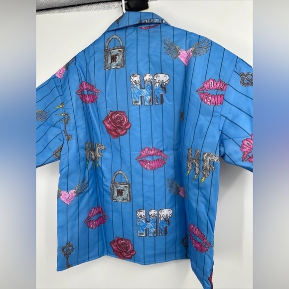 HOMME FEMME DOODLE PUFFER SHIRT IN BLUE $200 Size Large Men’s Sold Out - Picture 5 of 5